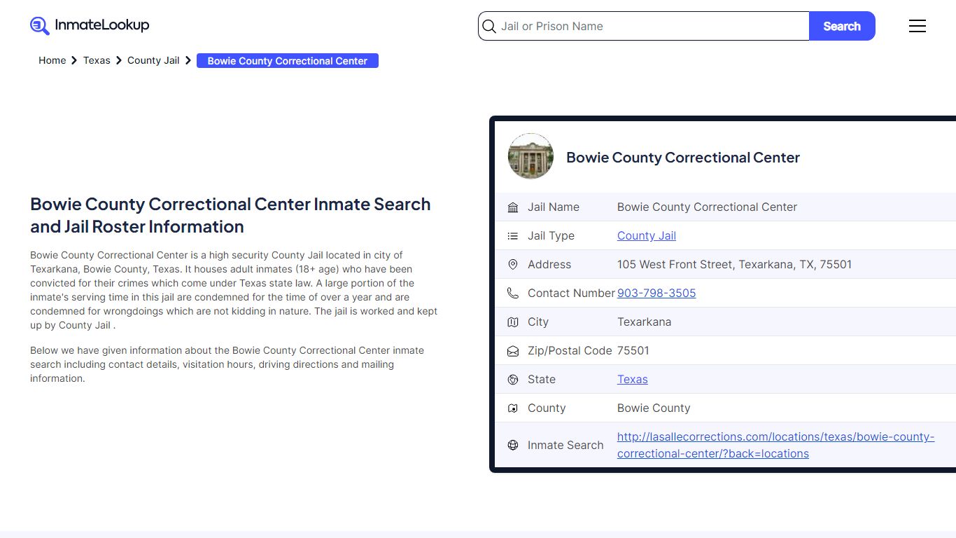 Bowie County Correctional Center Inmate Search, Jail Roster, Bookings ...